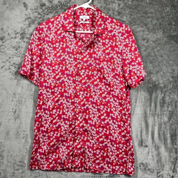 LOT 2 Reiss Shirt Men Large Short Sleeve Button Up Floral Geometrical OpenCollar - Picture 2 of 12